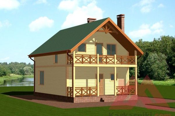 Типовой домик для постоянного проживания с балконами и террасой