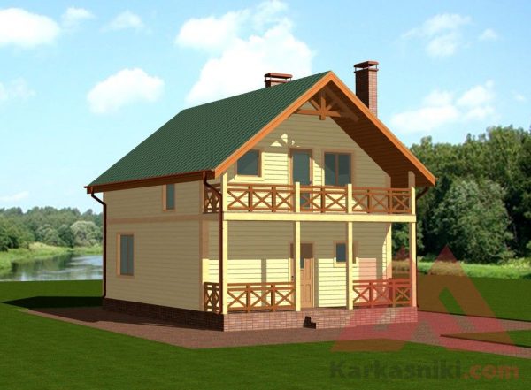 Типовой домик для постоянного проживания с балконами и террасой